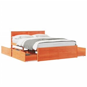 vidaXL Cadre de lit sans matelas cire marron 140x190cm bois pin massif