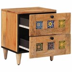 vidaXL Cabinet de chevet avec tiroir 2 Pièces Naturel 40 x 33 x 46 cm