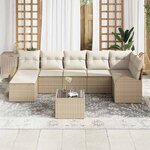 vidaXL Ensemble de canapé de jardin 8 Pièces Beige Poly rotin