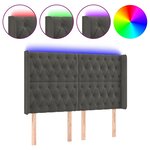 vidaXL Tête de lit à LED Gris foncé 163x16x118/128 cm Velours