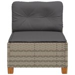 vidaXL Canapé de jardin sans accoudoirs coussins gris résine tressée
