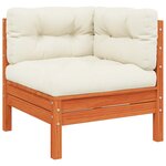 vidaXL Canapé d'angle de jardin coussins cire marron bois pin massif
