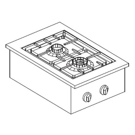 Réchaud à gaz drop-in - 2 feux 3 5 kw et 5 5 kw - combisteel - nvt. -  400x600x270mm