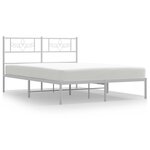 vidaXL Cadre de lit métal sans matelas et tête de lit blanc 120x200 cm