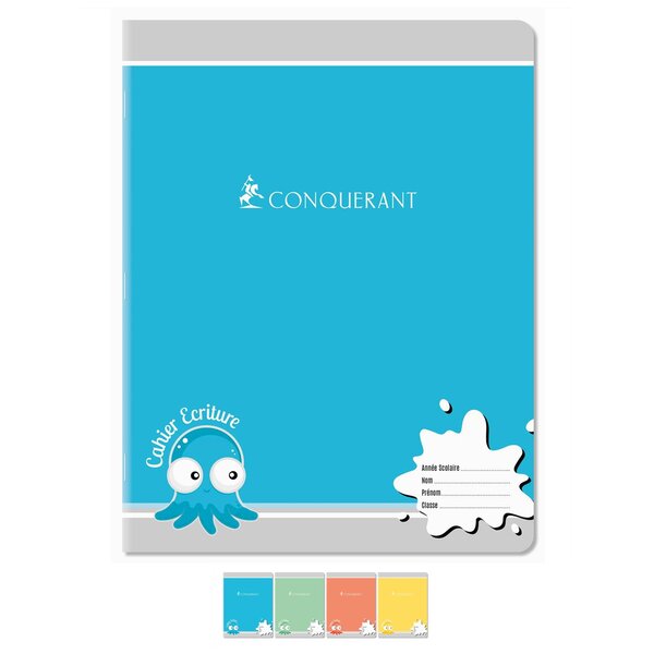Cahier d'écriture 17x22 cm 70g 32 pages SEYES 3mm coloris aléatoires CONQUÉRANT