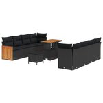 vidaXL Ensemble de canapé de jardin avec coussin 11 Pièces Noir