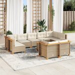 vidaXL Salon de jardin avec coussins 10 Pièces beige résine tressée