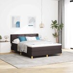 vidaXL Lit à ressorts Marron foncé et Blanc 160 x 200 cm tissu