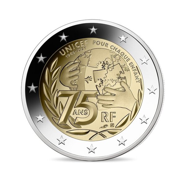 Pièce de monnaie 2 euro commémorative France 2021 BE – UNICEF