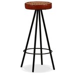 vidaXL Ensemble de bar 3 Pièces Bois d'acacia Cuir véritable et toile