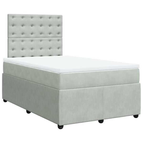 vidaXL Sommier à lattes de lit et matelas gris clair 120x190cm velours