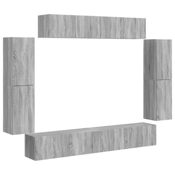 vidaXL Meuble TV 8 Pièces Gris Sonoma