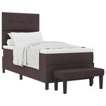 vidaXL Lit à ressort avec matelas et banc marron foncé 100x200 cm en tissu
