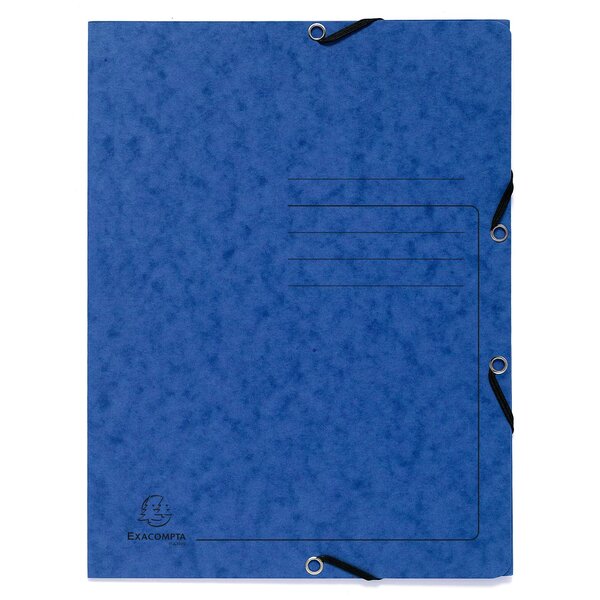 Chemise À Élastique 3 Rabats Carte Lustrée 355gm2 - A4 - Bleu - Exacompta