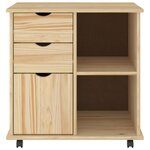 vidaXL Cabinet roulant Marron 63 5 x 39 x 65 5 cm Bois de Pin Massif