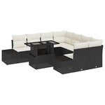 vidaXL Ensemble de jardin 9 pièces avec coussins en résine tressée noire