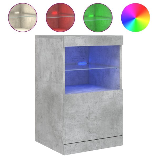 vidaXL Buffet avec lumières LED gris béton 41x37x67 cm