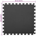 vidaXL Tapis de sol de piscine 12 Pièces Noir 4 32 ㎡ Mousse EVA