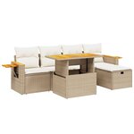 vidaXL Salon de jardin avec coussins 6 Pièces beige résine tressée