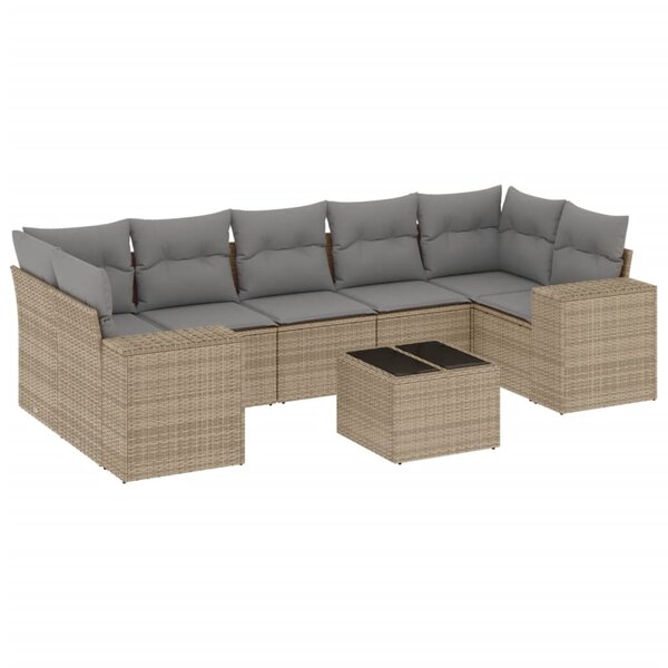 vidaXL Salon de jardin avec coussins 8 Pièces beige résine tressée