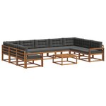 vidaXL Ensemble de canapés d'extérieur 10 Pièces Naturel et Anthracite