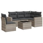vidaXL Salon de jardin 6 Pièces avec coussins gris clair résine tressée