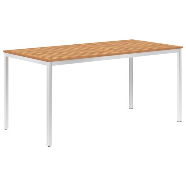 vidaXL Table à dîner de jardin 160x80x75cm Bois de teck massif et inox