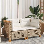 vidaXL Canapés d'angle de jardin et coussins 2Pièces beige résine tressée