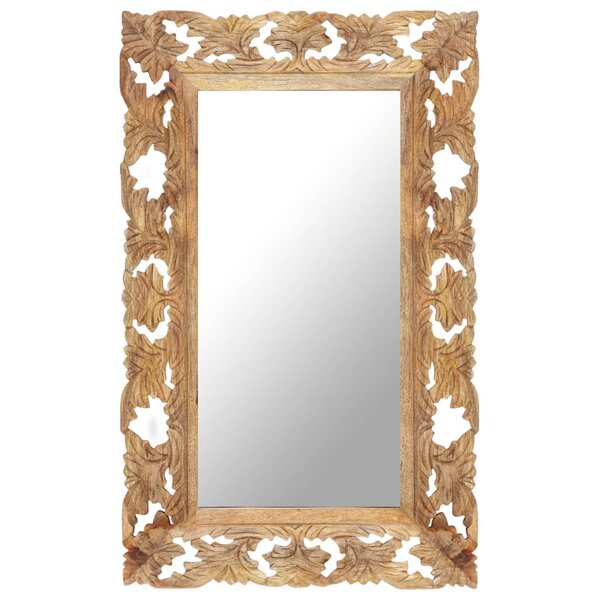 vidaXL Miroir sculpté à la main Marron 80x50cm Bois de manguier massif