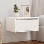 vidaXL Table de chevet murale avec lumières LED blanc