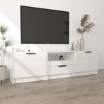 vidaXL Meuble TV blanc brillant 140x35x40 cm bois d'ingénierie