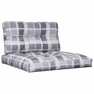 vidaXL Coussins de palette lot de 2 motif à carreaux gris tissu