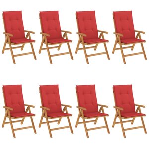 vidaXL Chaises de jardin inclinables et coussins lot de 8 teck solide