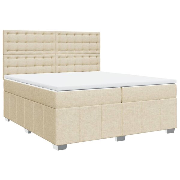vidaXL Sommier à lattes de lit avec matelas Crème 200x200 cm Tissu