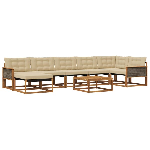 vidaXL Ensemble de canapés d'extérieur 8 Pièces Naturel et Beige