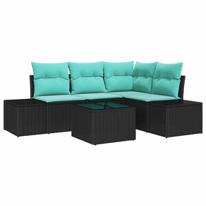 vidaXL Ensemble de canapé de jardin avec coussin 5 Pièces Noir polyrotin