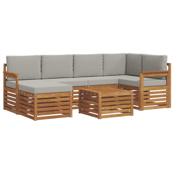vidaXL Ensemble de canapé d'angle 7 Pièces Gris Naturel et Clair