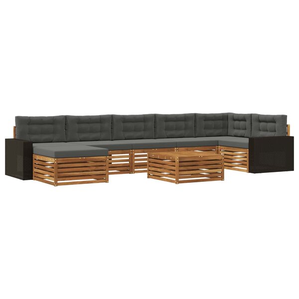 vidaXL Ensemble de canapés d'extérieur 8 pc Naturel et Anthracite