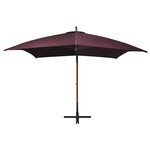 vidaXL Parasol suspendu avec mât Rouge bordeaux 3x3 m Bois de sapin