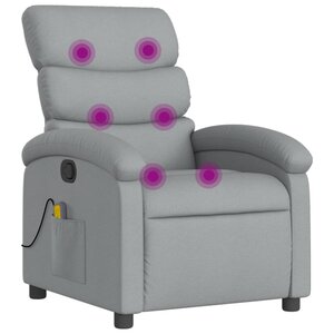vidaXL Fauteuil de massage inclinable gris clair tissu