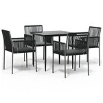 vidaXL Ensemble à manger de jardin coussins 5Pièces noir rotin et acier