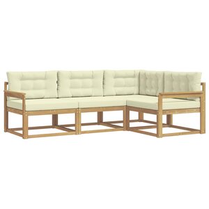 vidaXL Ensemble de canapés d'extérieur 3 pc Blanc et crème Polyester