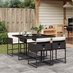 vidaXL Ensemble à manger de jardin coussins 5Pièces Noir Résine tressée