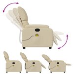 vidaXL Fauteuil de massage inclinable Crème Tissu