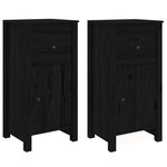 vidaXL Buffets 2 Pièces Noir 40x35x80 cm Bois massif de pin