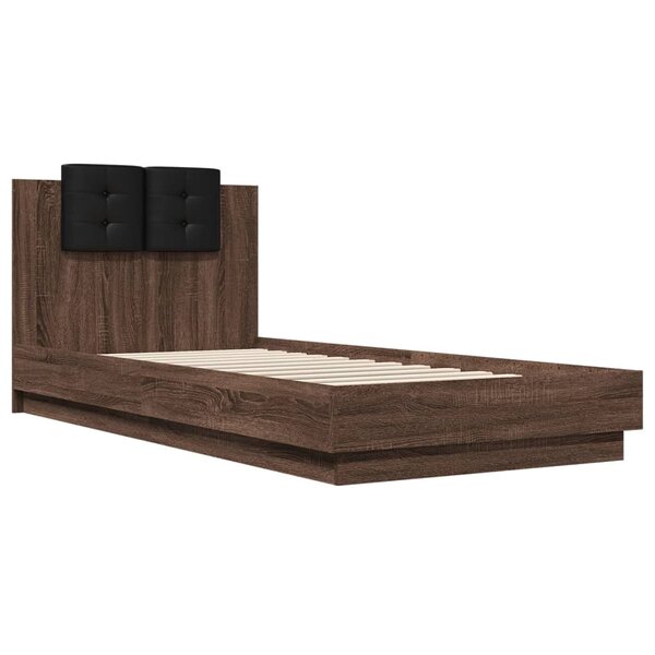 vidaXL Cadre de lit avec tête de lit chêne marron 90x200 cm