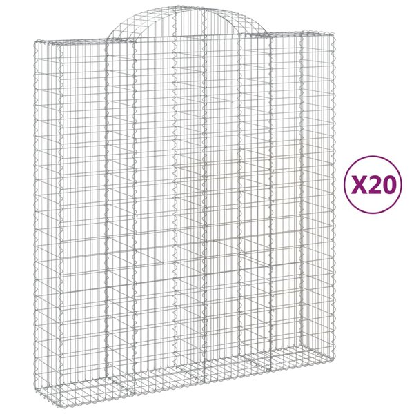 vidaXL Paniers à gabions arqués 20 Pièces 200x50x220/240 cm Fer galvanisé