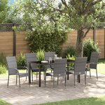 vidaXL Ensemble de Jardin de 7 Pièces en Rattan Gris