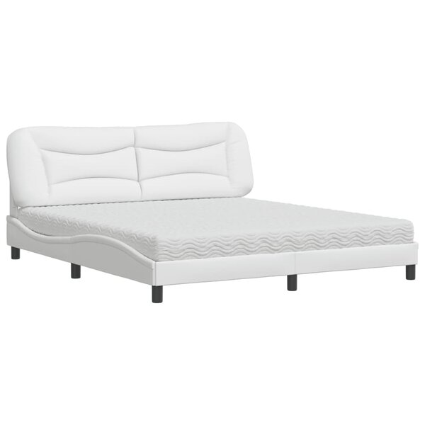 vidaXL Lit avec matelas blanc 180x200 cm similicuir