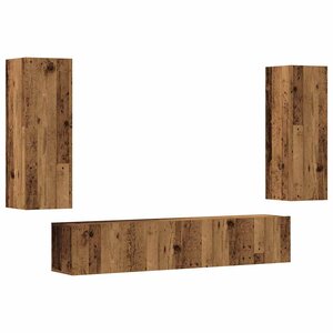 vidaXL Meubles TV muraux 4 Pièces vieux bois bois d'ingénierie